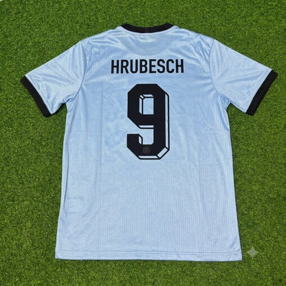 Horst Hrubesch Germany 125th Year Special Clear Blue Retro Football Jersey