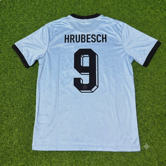Horst Hrubesch Germany 125th Year Special Clear Blue Retro Football Jersey