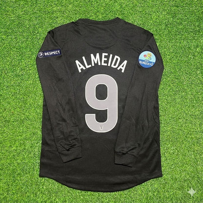 Hugo Almeida #9 Portugal Euro 2012 Away Black Long Sleeve Retro Football Jersey