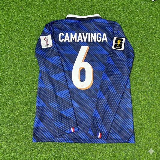 Eduardo Camavinga #6 France 2026 World Cup Home Long Sleeve Football Jersey