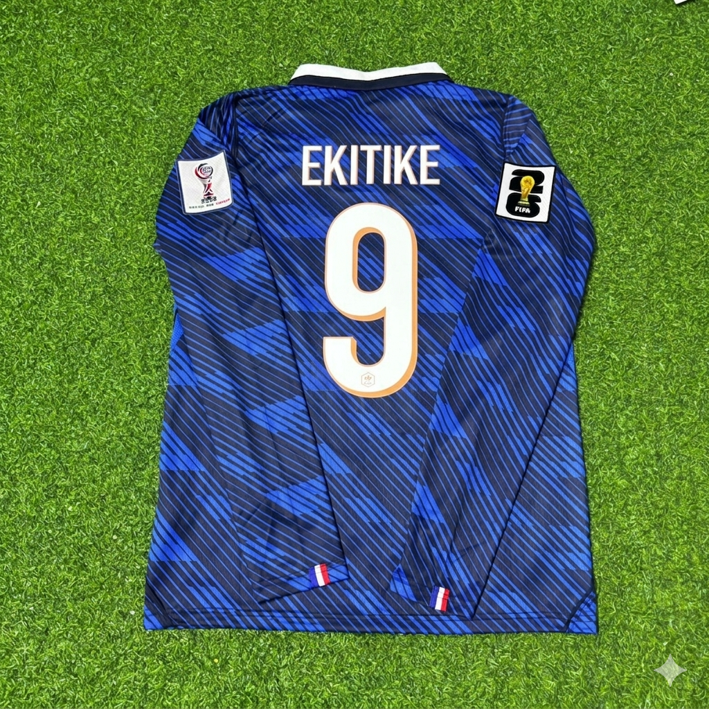 Hugo Ekitike #9 France 2026 World Cup Home Long Sleeve Football Jersey