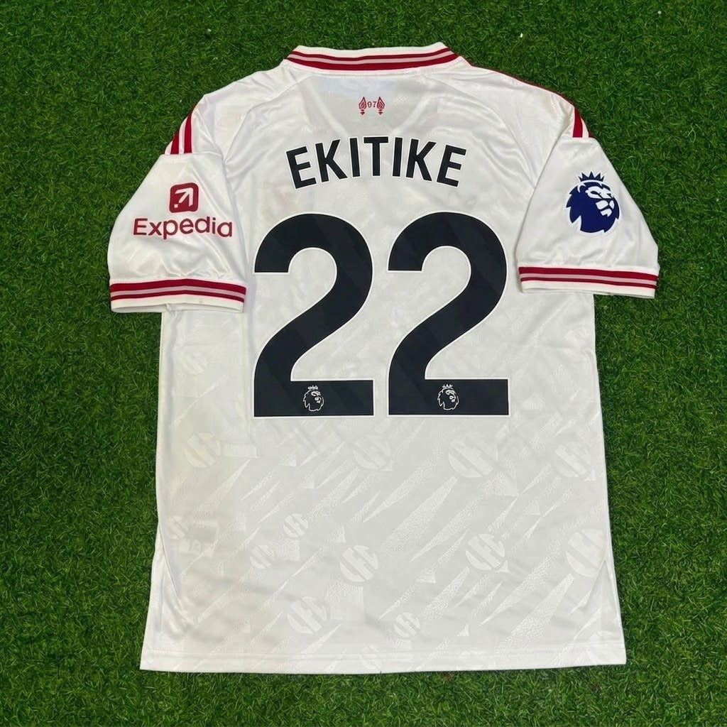 Hugo Ekitike #22 Liverpool New Season 2027 White Away Football Jersey Kit