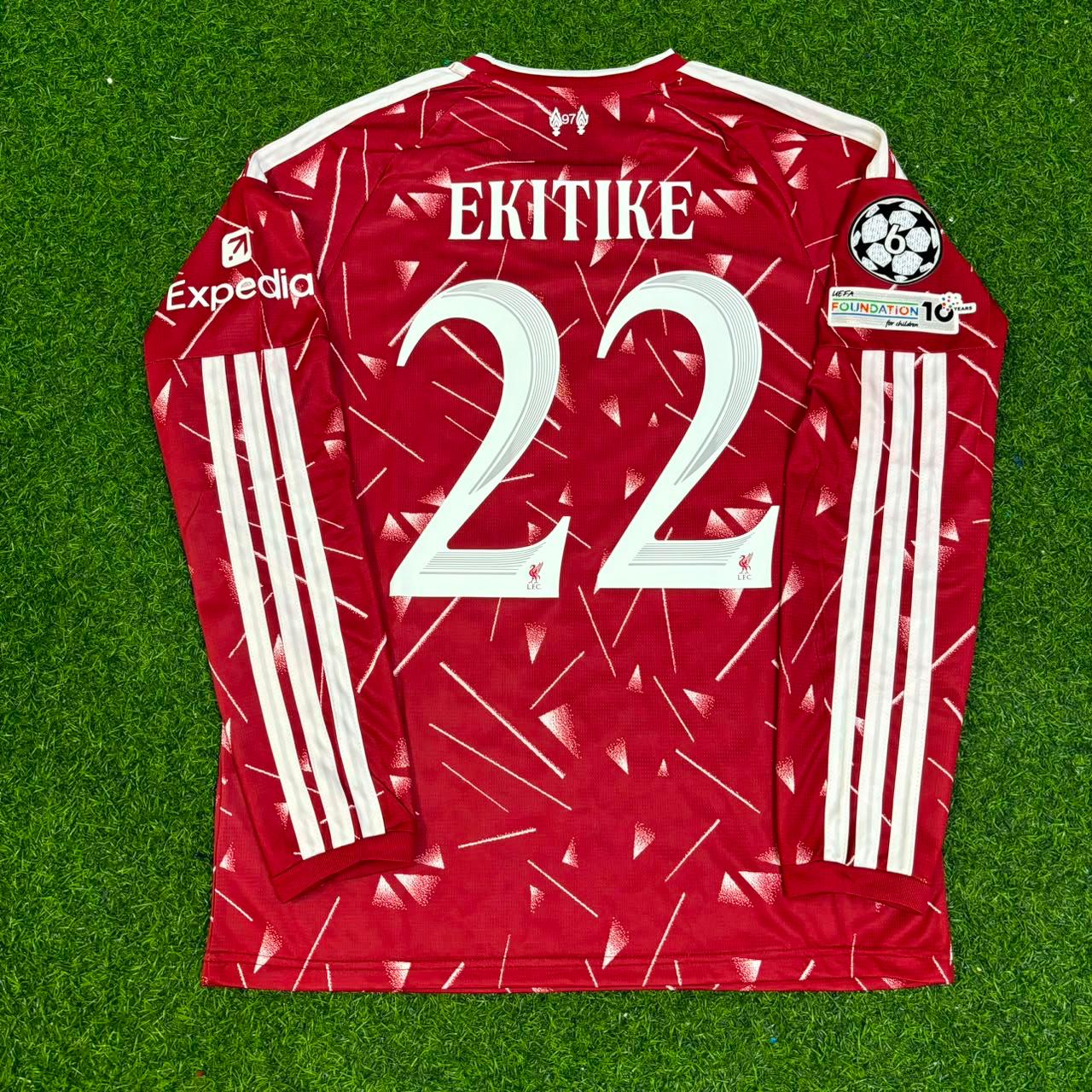 Hugo Ekitike Liverpool 2027 New Season Champions League Patch Long Sleeve Home Football Jersey Kit