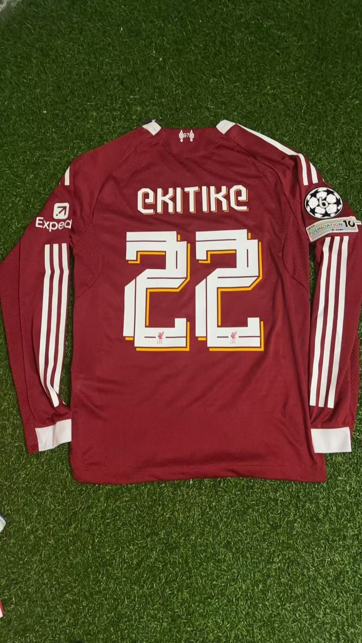 Hugo Ekitike Liverpool Long Sleeve Football Jersey Kit
