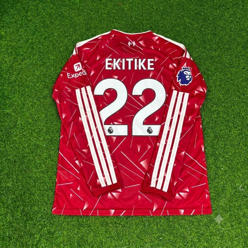 Hugo Ekitike Liverpool 2027 New Season Long Sleeve Home Football Jersey Kit