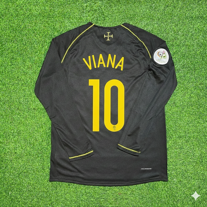 Hugo Viana Portugal 2006 World Cup Long Sleeve Black Retro Football Jersey