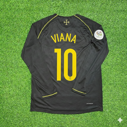Hugo Viana Portugal 2006 World Cup Long Sleeve Black Retro Football Jersey