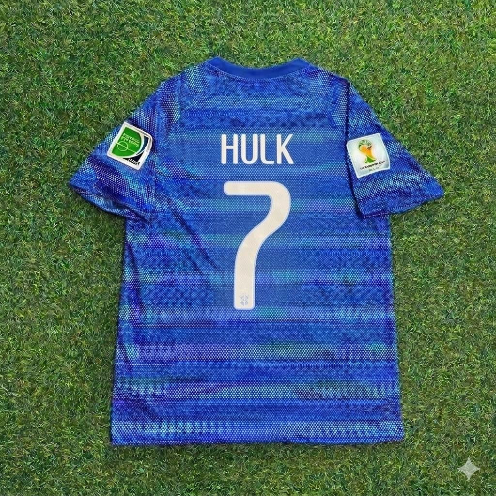 Hulk 7- 2014 World Cup Retro Blue Jersey Trikot