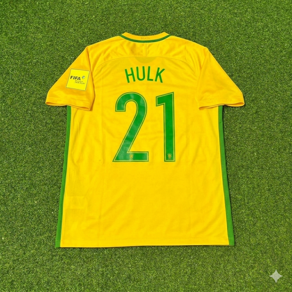 Hulk #21 Brazil 2018 World Cup Home Football Jersey