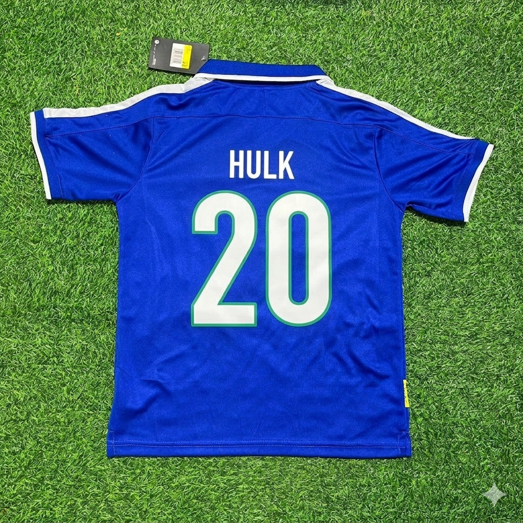 Hulk Brazil Blue Retro Football Jersey