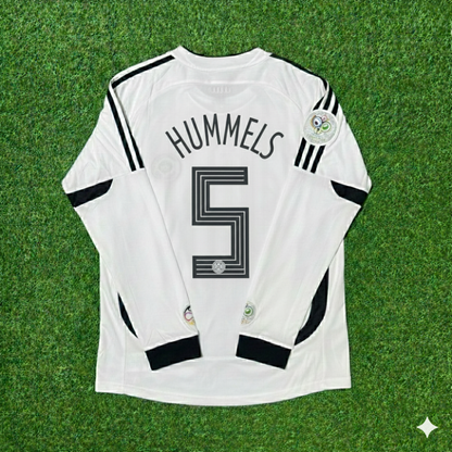 Maillot de football rétro blanc à manches longues Mats Hummels Allemagne Coupe du Monde Maillot de football rétro à manches longues Mats Hummels Allemagne Coupe du Monde