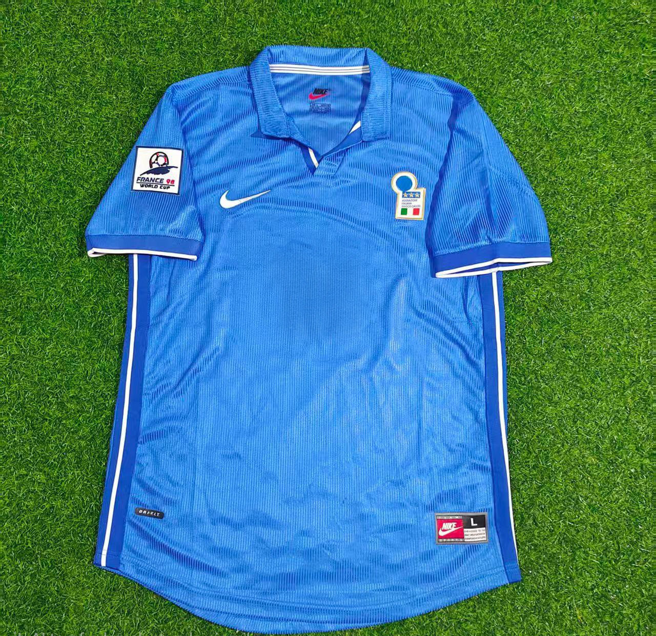 Luigi Di Biagio Italy 1998 World Cup Home Blue Retro Football Jersey