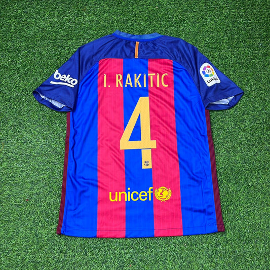 Ivan Rakitić #4 FC Barcelona 2016-2017 Home Retro Football Jersey