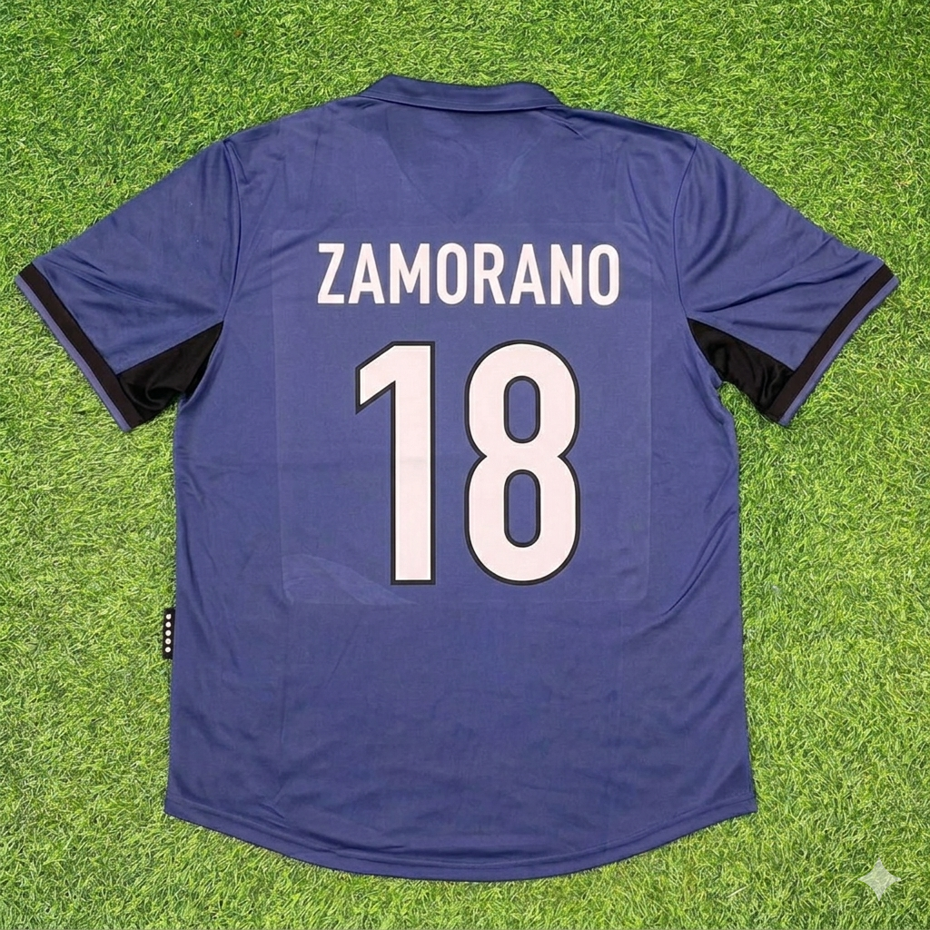 Iván Zamorano #18 Inter Milan 1998-1999 Home Retro Football Jersey
