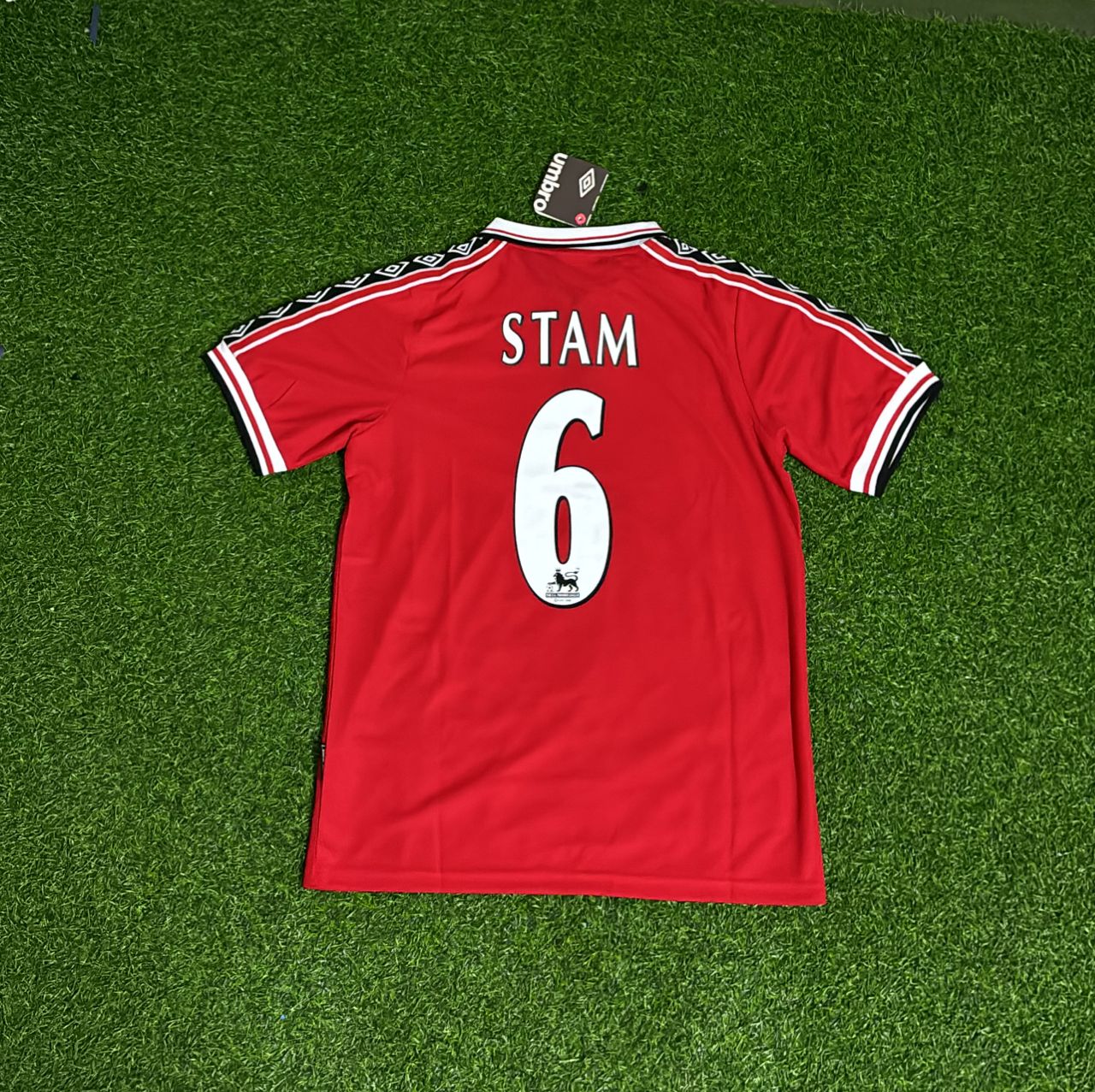 Jaap Stam Manchester United 1999 Red Retro Jersey Maillot Trikot Maglia Soccer Shirt