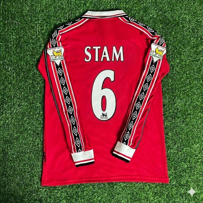 Jaap Stam 6 - Manchester United 1999 Red Long Sleeve Kit Jersey Trikot Maillot