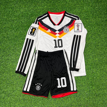 Jamal Musiala 10- Germany 2026 World Cup Kids Long Sleeve Home Football Jersey Kit