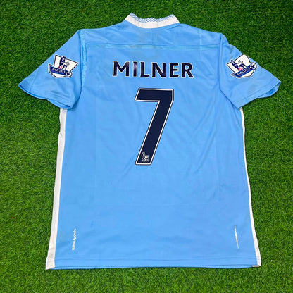 James Milner 7 Manchester City 2011/12 Home Kit Blue Retro Jersey Trikot Jersey Maillot Soccer Shirt