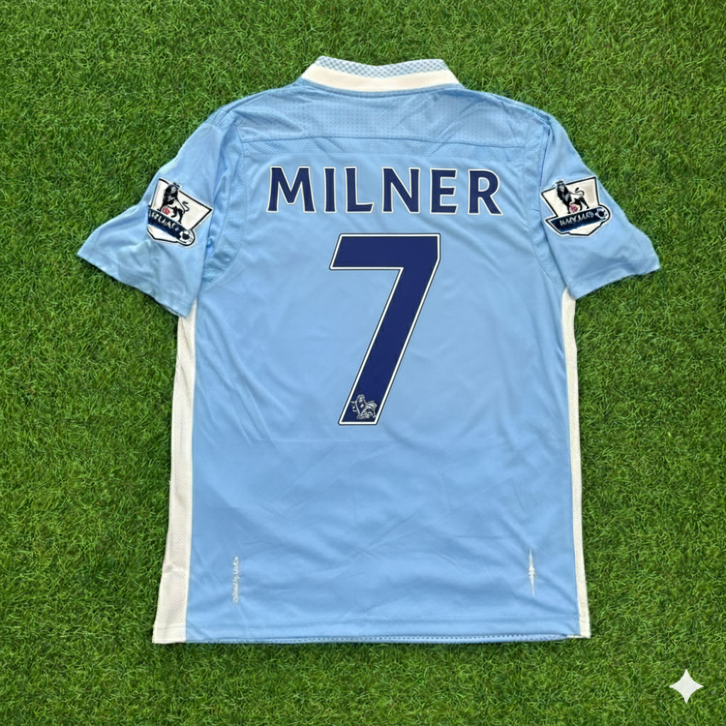James Milner 7 Manchester City 2011/12 Home Kit Blue Retro Jersey Trikot Jersey Maillot Soccer Shirt