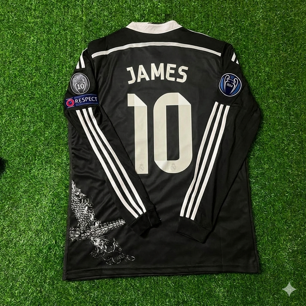 James Rodríguez 10- Real Madrid 2015 Dragon Black Retro Jersey Soccer Shirt Trikot