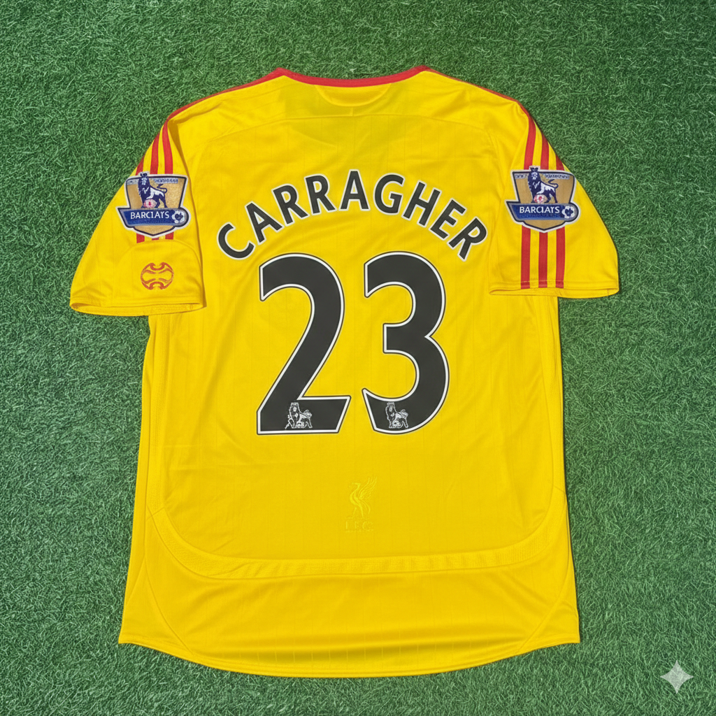 Jamie Carragher Liverpool 2006/2007 Yellow Retro Football Jersey Kit