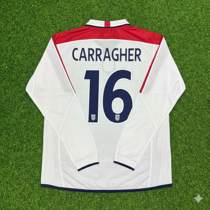 Jamie Carragher England EURO 2004 Long Sleeve Home Retro Football Jersey