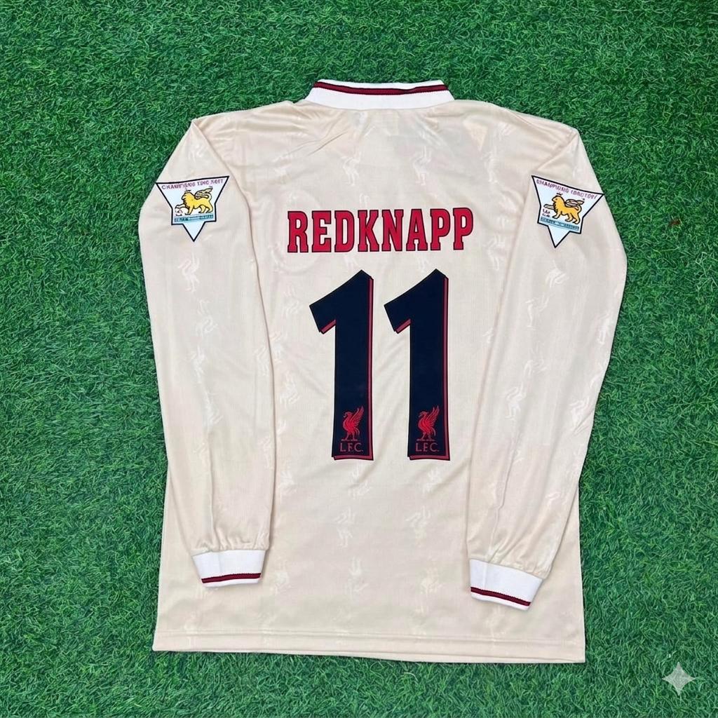 Jamie Redknapp Liverpool 1996 1997 Retro Away White Long Sleeve Jersey
