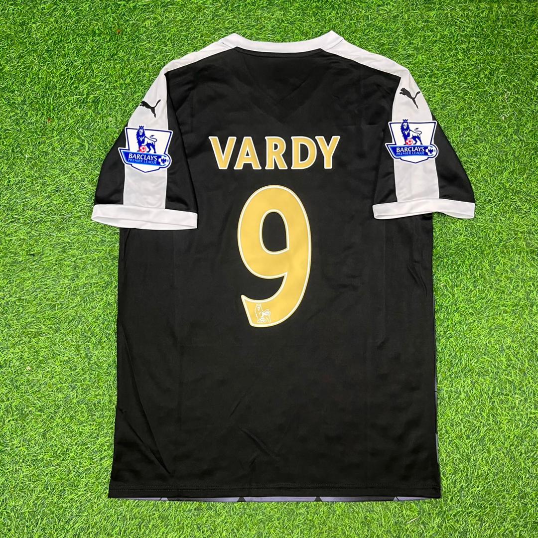 Jamie Vardy Leicester City 2015-2016 Away Black Retro Football Jersey