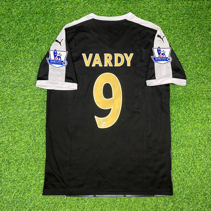 Jamie Vardy Leicester City 2015-2016 Away Black Retro Football Jersey