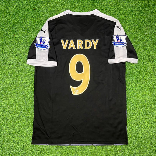 Jamie Vardy Leicester City 2015-2016 Away Black Retro Football Jersey