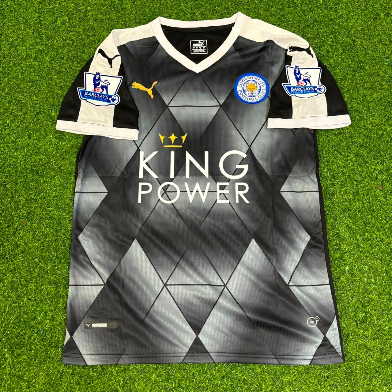 Jamie Vardy Leicester City 2015-2016 Away Black Retro Football Jersey