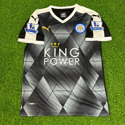 Jamie Vardy Leicester City 2015-2016 Away Black Retro Football Jersey