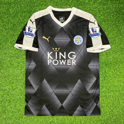 Jamie Vardy Leicester City 2015-2016 Away Black Retro Football Jersey