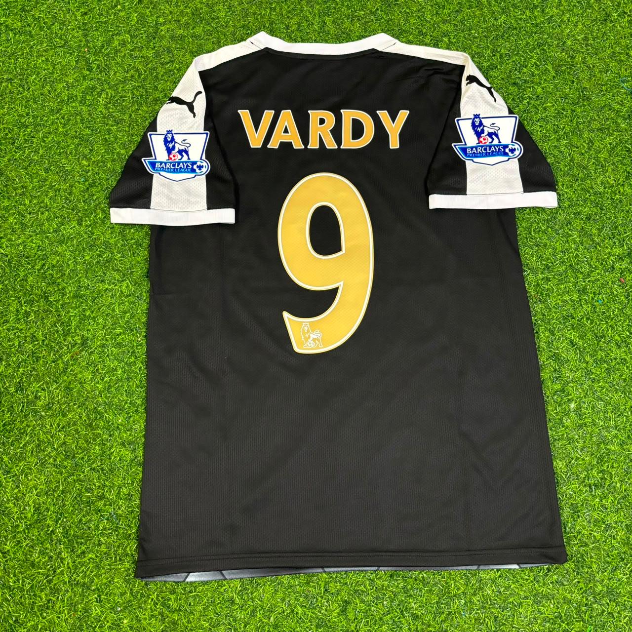 Jamie Vardy Leicester City 2015-2016 Away Black Retro Football Jersey