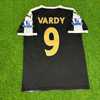 Jamie Vardy Leicester City 2015-2016 Away Black Retro Football Jersey