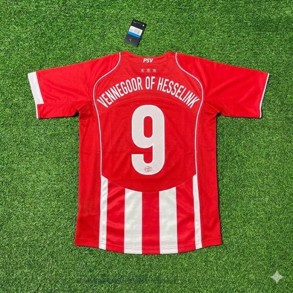Jan Vennegoor of Hesselink #9 PSV Eindhoven 2004–2005 Home Retro Football Jersey Kit