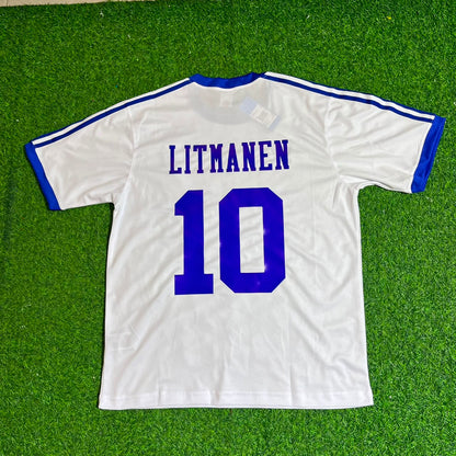Jari Litmanen Finland 1982 Home Retro Football Shirt Jalkapallopaita