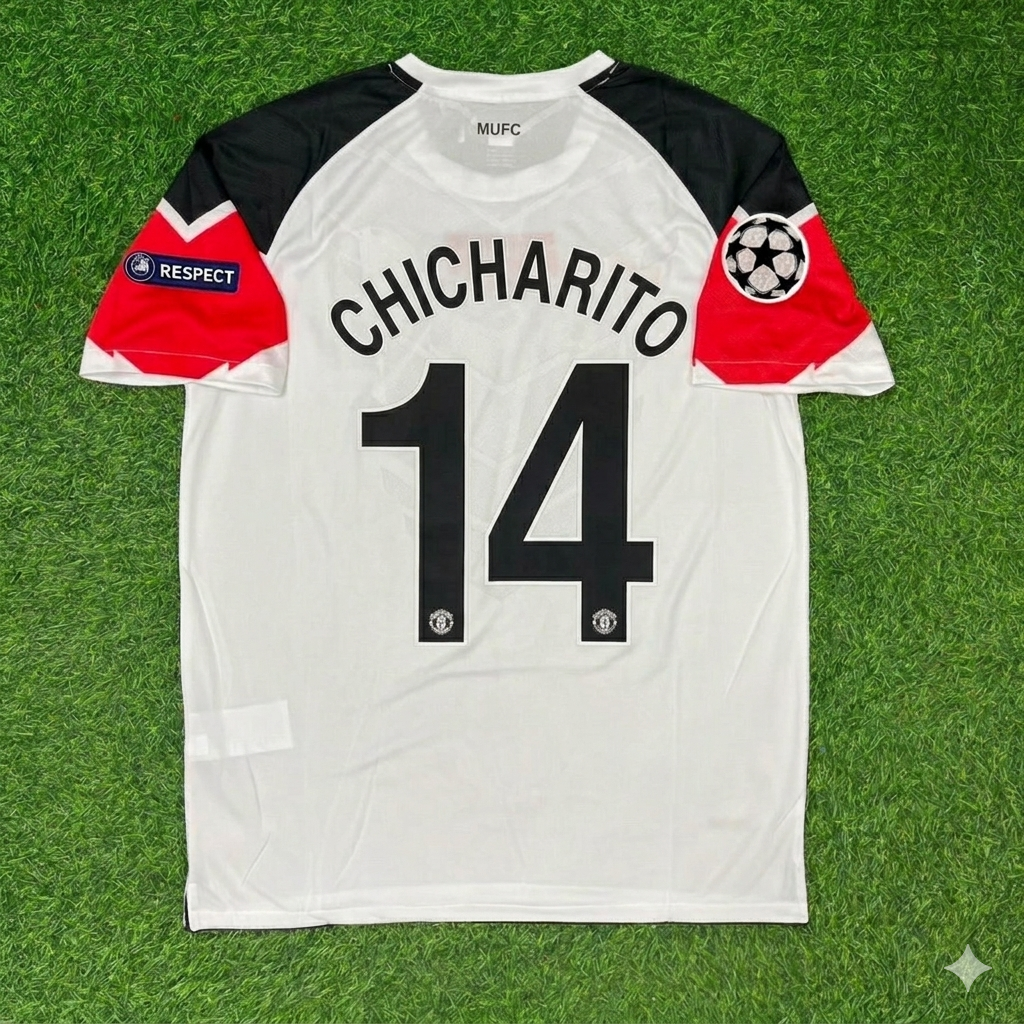 Chicharito #14 Manchester United 2011 Champions League Final White Football Jersey