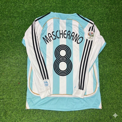 Javier Mascherano #8 Argentina 2006 World Cup Retro Long Sleeve Football Jersey