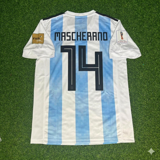 Javier Mascherano #14 Argentina 2018 World Cup Home Retro Jersey