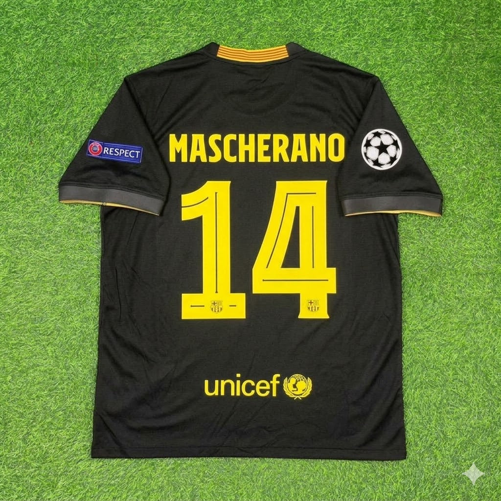 Javier Mascherano #14 Barcelona 2013-2014 Schwarz Retro Fußballtrikot