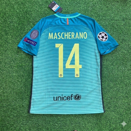 Javier Mascherano #14 Barcelona 2016/17 Away Retro Jersey Trikot Maillot Soccer Shirt