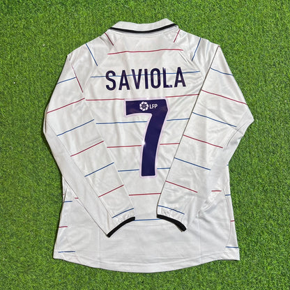 Javier Saviola #7 Barcelona 2003 2004 Away Long Sleeve Retro Football Jersey Kit