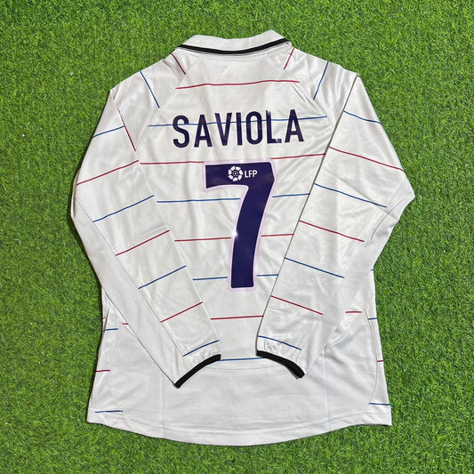 Javier Saviola #7 Barcelona 2003 2004 Away Long Sleeve Retro Football Jersey Kit