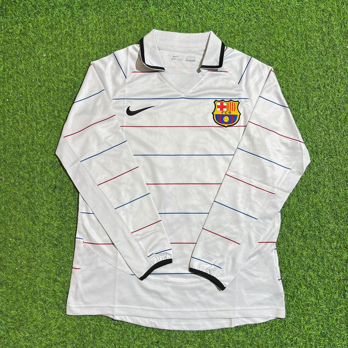 Javier Saviola #7 Barcelona 2003 2004 Away Long Sleeve Retro Football Jersey Kit