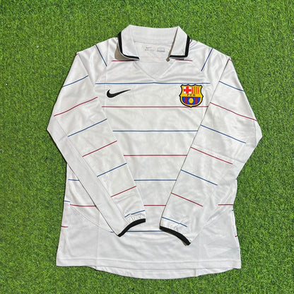 Javier Saviola #7 Barcelona 2003 2004 Away Long Sleeve Retro Football Jersey Kit