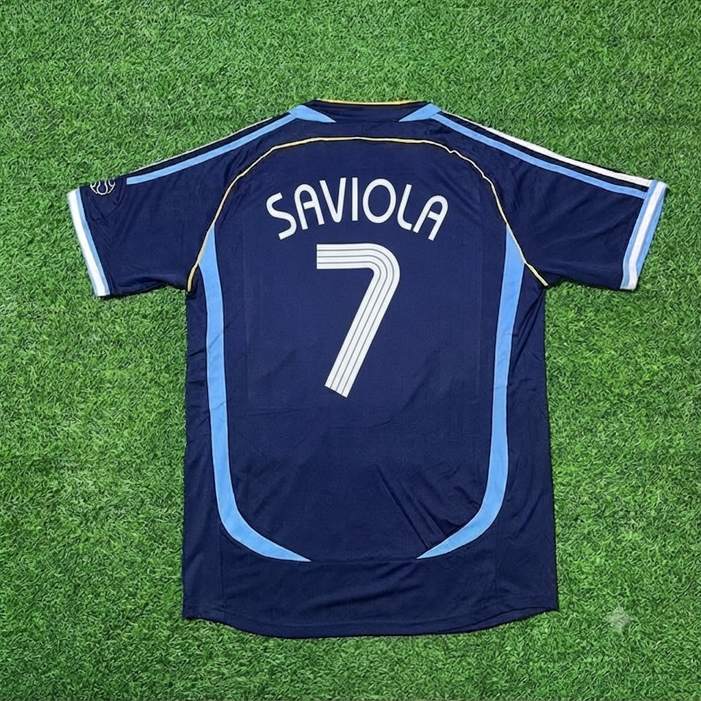 Javier Saviola #7 Argentina 2006 World Cup Dark Blue Home Retro Football Jersey Kit