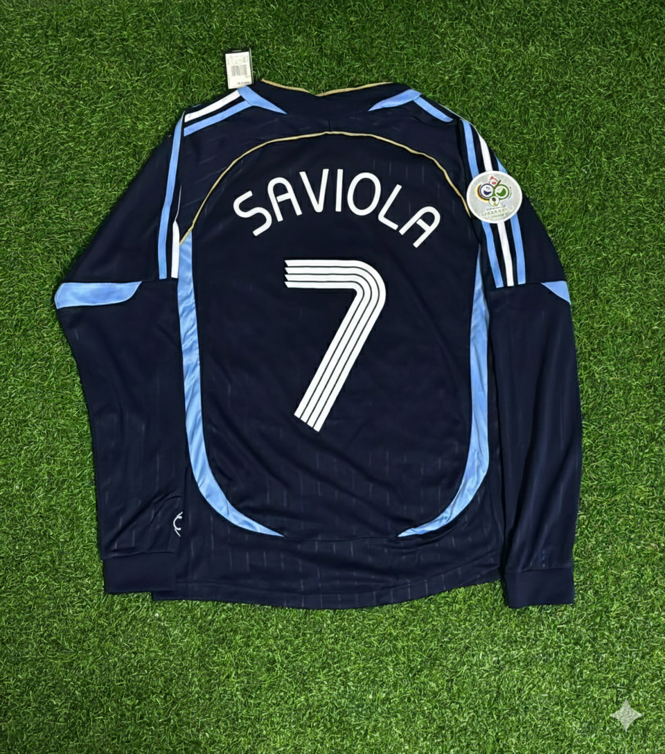 Maillot de football rétro à manches longues de Javier Saviola, Argentine, Coupe du monde 2006