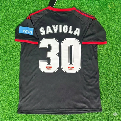 Javier Saviola 30– Benfica 2009/2010 Away Black Retro Kit Jersey Trikot Maillot Soccer Shirt