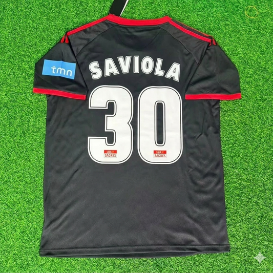 Javier Saviola 30– Benfica 2009/2010 Away Black Retro Kit Jersey Trikot Maillot Soccer Shirt